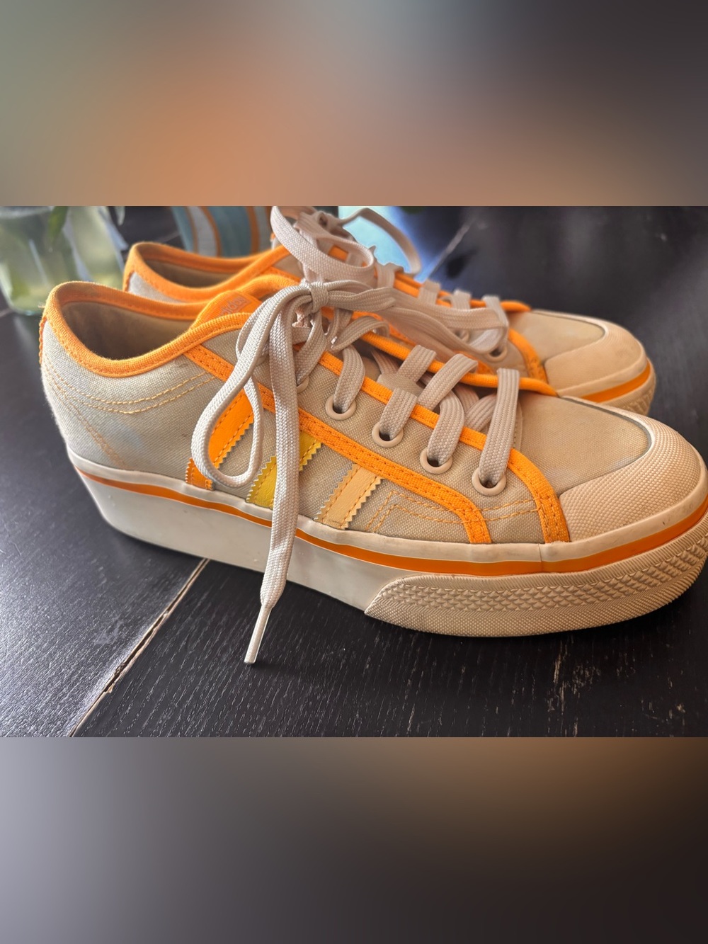 Adidas Niza parley women’s Canvas Low-Top Sneakers in Beige with Orange Accents